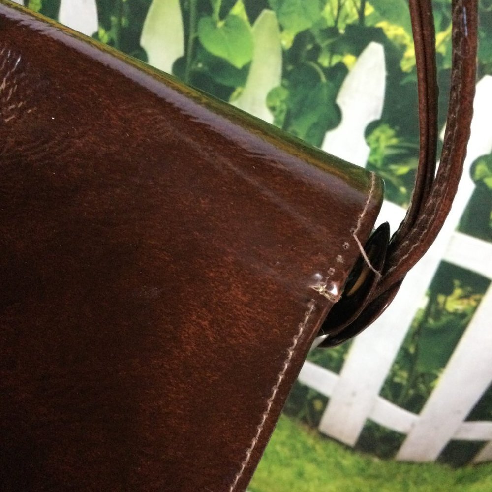 Vintage Brown Patent Handbag - Picture 8 of 11
